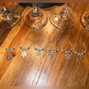 Handmade holiday party wine glass charm tags